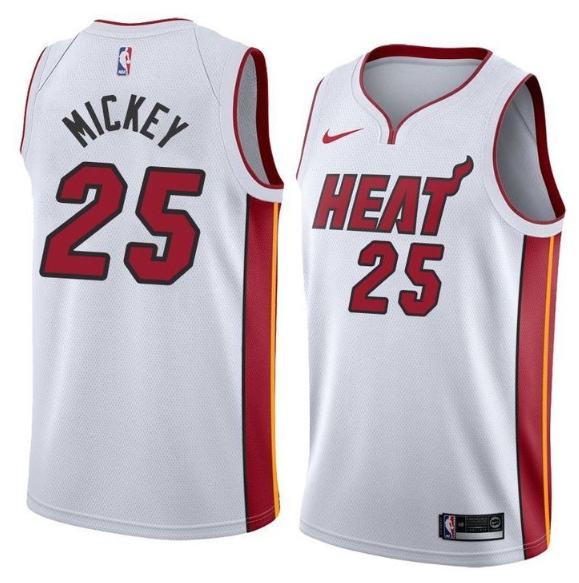 Men's Miami Heat #25 Jordan Mickey White Stitched NBA Jersey